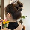 Autumn Winter Knit Bow Plush Hair Clip - Elegant Bun Accessory