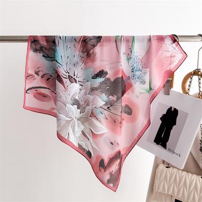 Korean Version 70Cm Small Square Scarf Imitation Silk Scarf Headscarf Spring And Summer Printed Scarf Scarf Professional Versatile Scarf