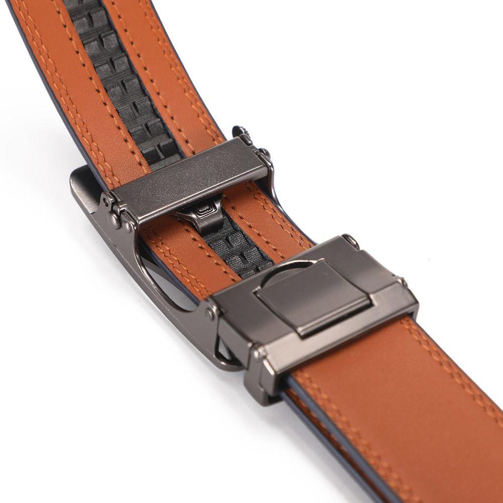 Simple Genuine Leather Belts 110/120/130cm Men's Waistband Luxury Metal Buckle Belt  Male
