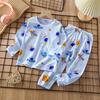 Kids Cotton Pajama Set Summer Long Sleeve Sleepwear Outfit Boys & Girls Loungewear Soft Breathable PJs for Children