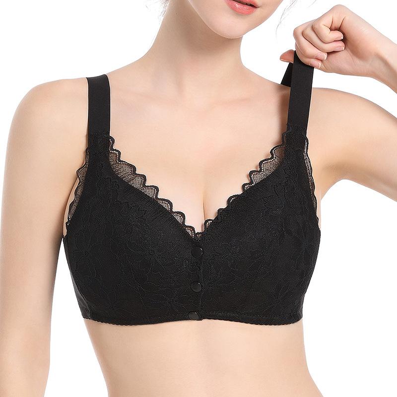 New Wavy Lace Front Buckle Underwear Women's Setting Cup Adjustable Shoulder Strap No Steel Ring Large Size Text