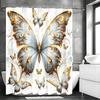 Butterfly Floral Shower Curtain, Bathroom Decorative Shower Curtain, Waterproof Shower Curtain with Hooks