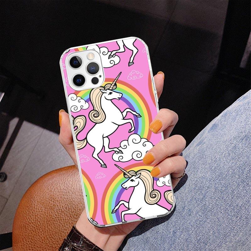 

Pink Unicorn Rainbow Phnoe Case for Iphone 17 Air 16 11 12 13 Mini 14 Plus 15 Pro Max 7 8E SE 2020 16ProMax Phone Cover Coque 17 iPhone 14 Plus