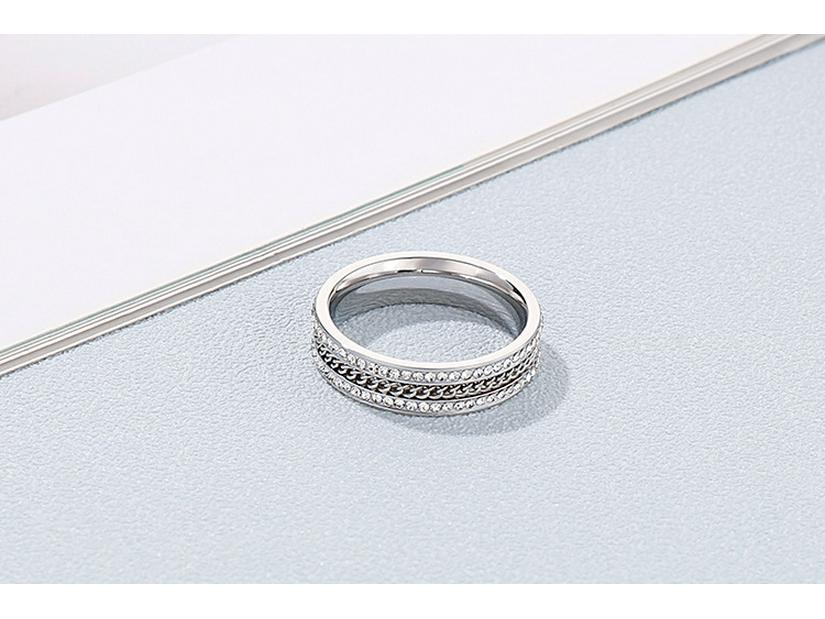 Kalen Women's Titanium Steel Diamond Rings - Single/Double Row, Simple Inlaid Design