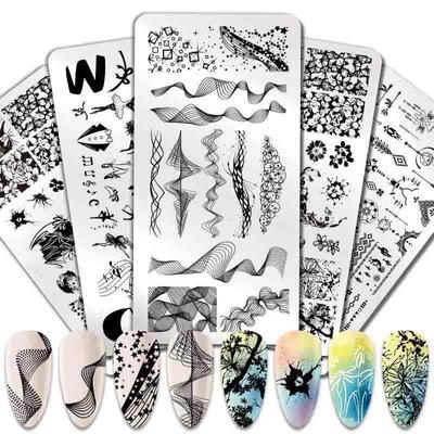 Painting Nail Stamping Plate Floral Nail Wave Image Stencils Tool Nail Geometric Stamping Nail