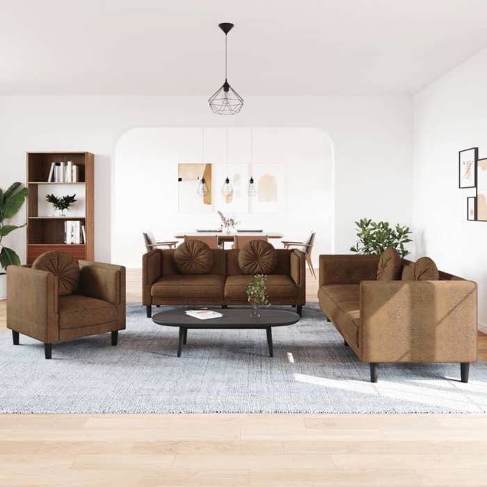 VidaXL Ensemble de Canapés 3 pcs avec Coussins, Canapés avec Accoudoirs et Pieds, Meubles de Salon Salle de Séjour, Moderne, 3209256