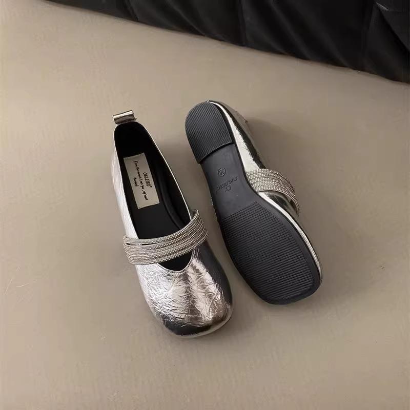 

Модные туфли на плоской подошве, одинарные туфли, новая летняя модель 2025 года, сказочный стиль, ретро, со стразами, туфли Мэри Джейн для леди 40