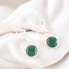 Faceted Green Onyx Stone 925 Sterling Silver Designer Earrings For Women 1.68" CE-15-19