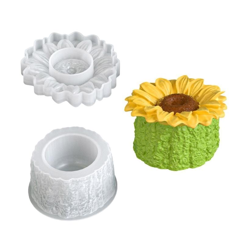 Reusable Crafting Mold Sunflower Shape Succulent Planter Moulds Silicone Texture for Handmade Candle Jewelry Dishes 1