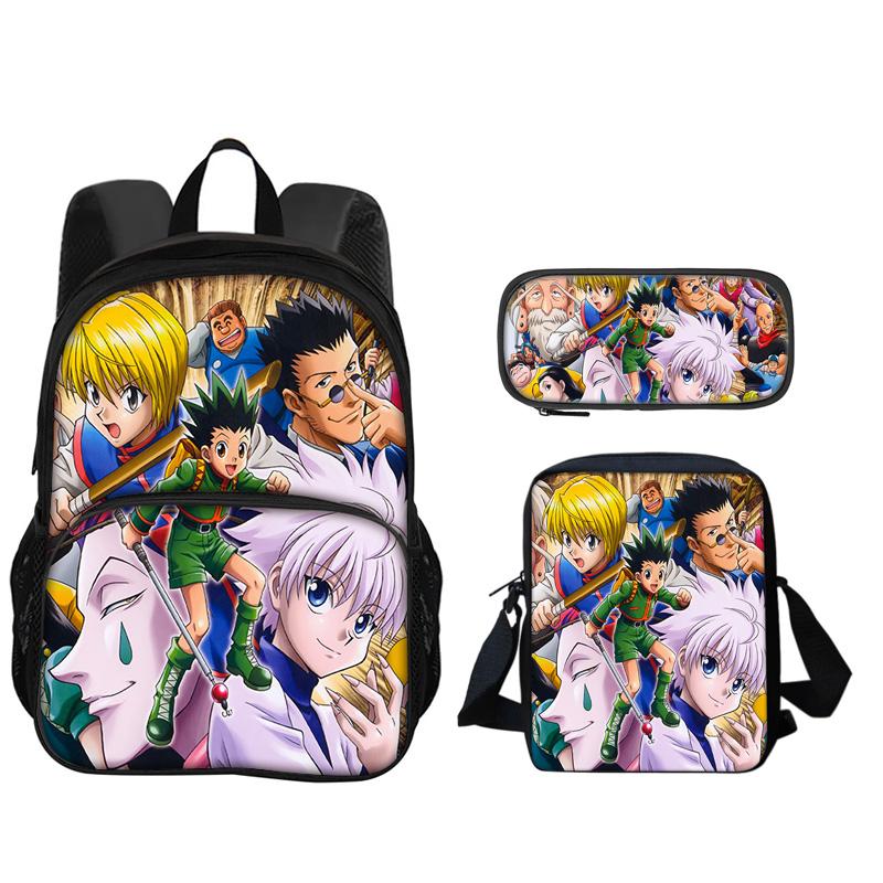 JoJo's Bizarre Adventure Knapsack Pen Carrier Carry Bag 3pcs Set Versatile Spacious Boys Plus Girls School Birthday Best Gift