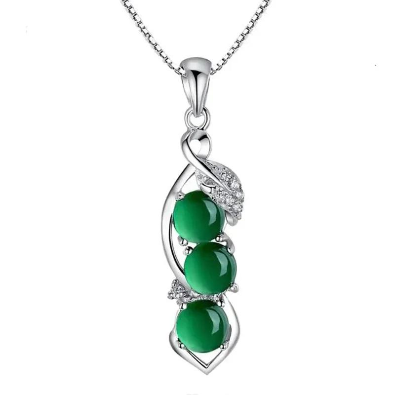 Fashion Girls Pendant Necklace Bright Green Crystal Stone Wedding Anniversary Statement Jewelry For Women  Wholesale