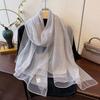 New Spring and Summer Fashion Style Gold and Silver Silk Long Shawl Dual-purpose Silk Scarf Warm Korean Silk Blended Scarf for Women