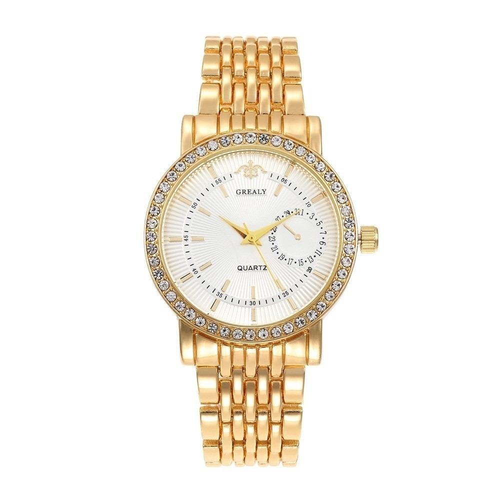 Casual Quartz Wristwatch Alloy Band Ladies Dress Watch Fashion Diamond Inlaid Watch Women's