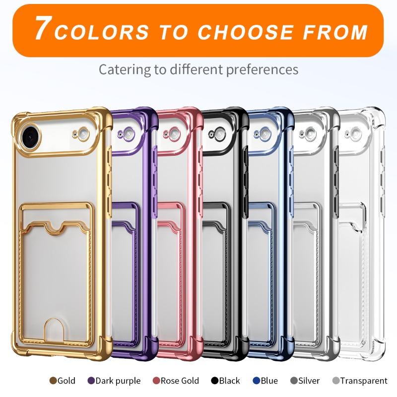 Plating Clear Shockproof Case for iPhone 17 Air 17 Pro Max 16 Plus 15 14 13 12 Mini 11Pro Wallet Card Slot Holder Soft Silicone Cover