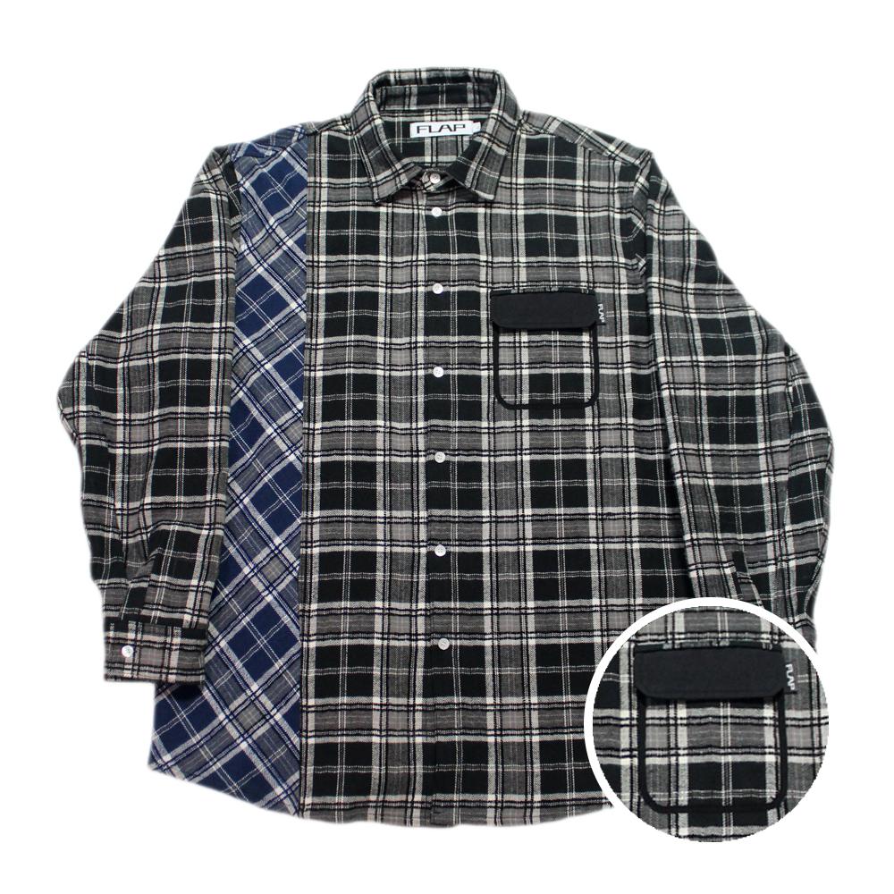 Flap Check Tweed Line Shirt (Black) Black/L