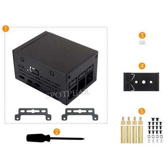 

Металевий корпус промислового класу для Raspberry Pi 5 для офіційного радіатора, PCIe, PoE та модулів