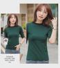 Chic Women's Mid-Sleeve Slim Fit High Collar Cotton T-Shirts