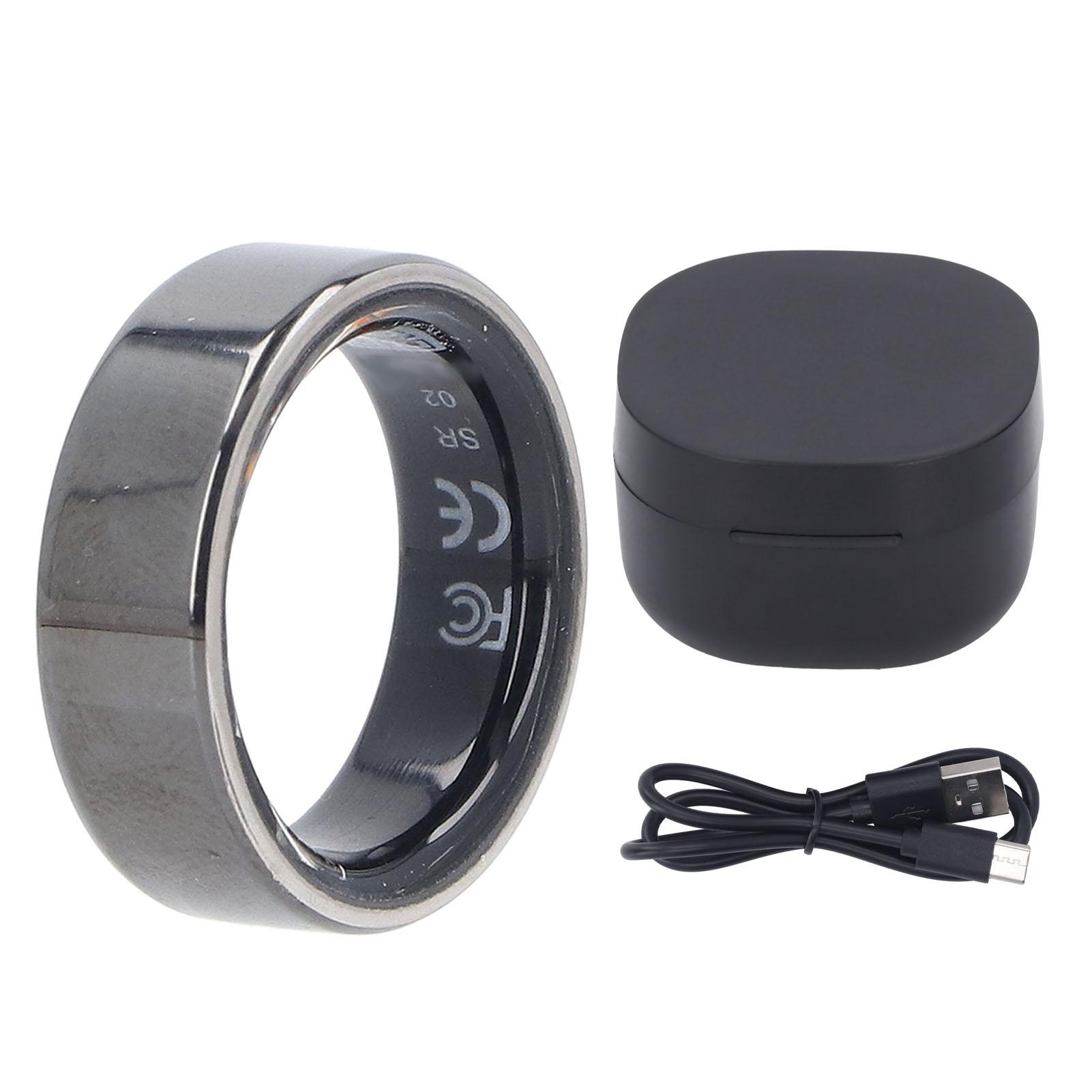 

Fitness Sleep Tracker Smart Ring Stainless Steel and Zirconia Ceramic Ring Health Tracker with Charging Case 22#