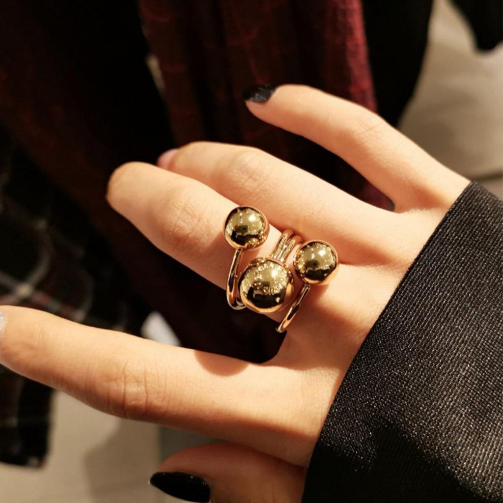 New Style Titanium Steel Adjustable Hip-Hop Ring - Non-Fading, Round Bead, Unisex