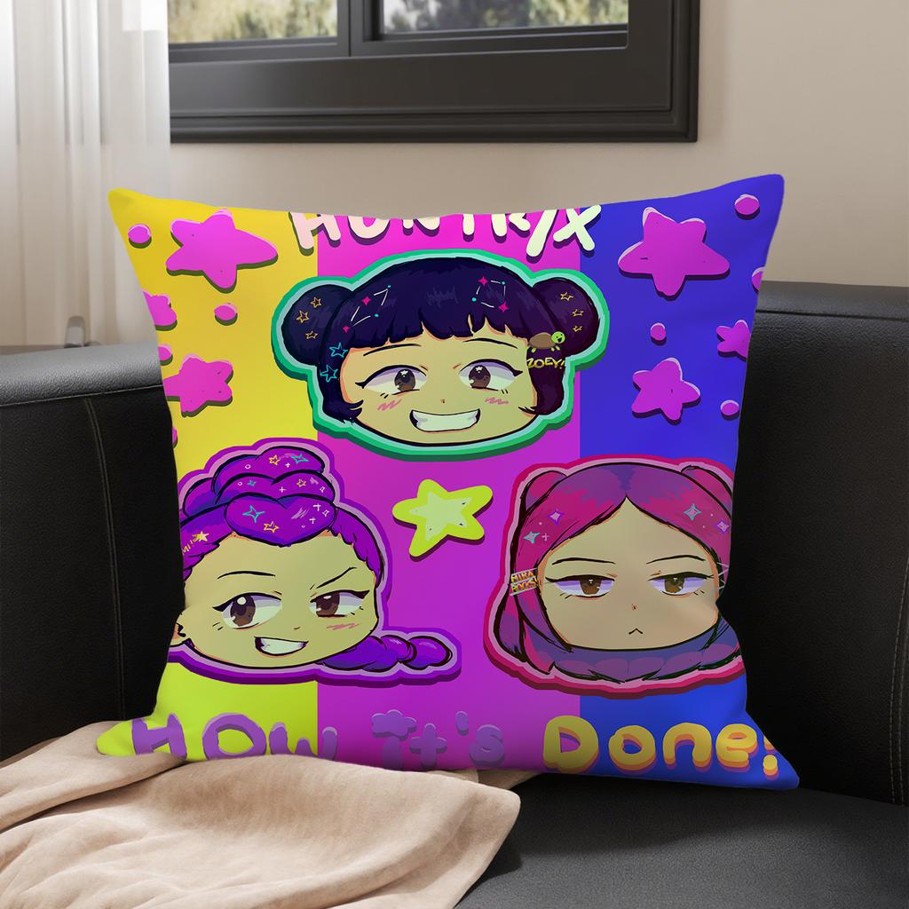 KPop Demon Hunters  Cute Anime On the Pillowcase: Colorful Characters and Fantasy Cats Fashion Home Decoration