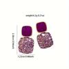 New Purple Simulated Zircon Square Earrings Wwith A Light Luxur High-End Feel Fashionable Female Wedding Party Jewelry Gifts