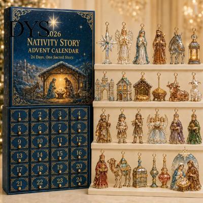 Adventskalender mit 24 Geschenken Krippe Weihnachten 2026, Tag Countdown Feiertags-Geschenkbox für Kinder Stück 2D Acryl Religiöse Figuren, Christen