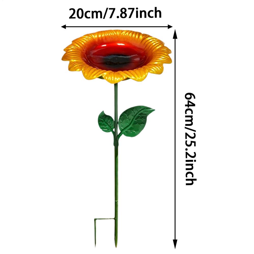 Bird Bath Bowl Bee Watering Station Handmade Metal Garden Standing Bird Bath Tub Iron Pedestal Stake Birdbath Standing Birdbath