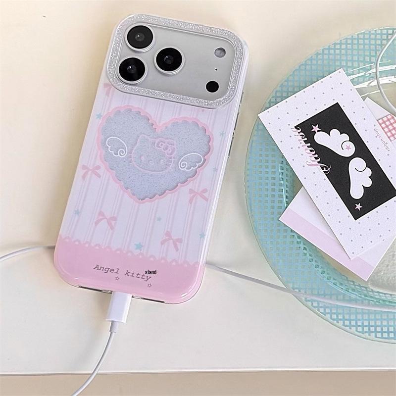 

Pink Striped Heart Cat iPhone Case for 16 Pro Max/15/14 iPhone 15