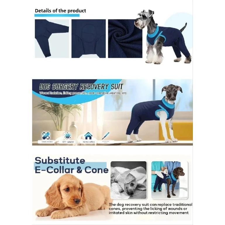 Dog Post Op Suit Comfy Female Male Dogs Spay Neuter Suit Wound Protector, Hind Leg Dog Recovery Surgery Sleeve Pet Medical Shirt
