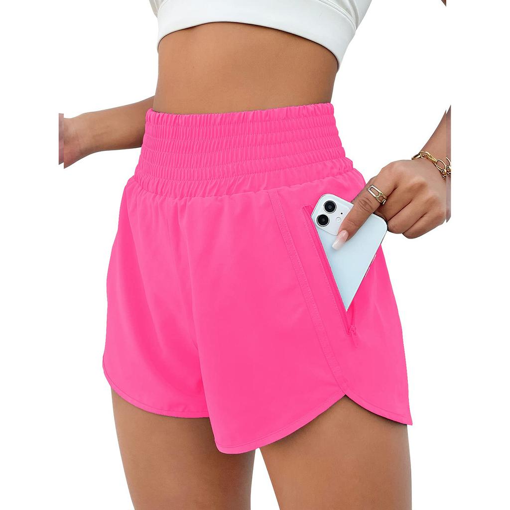 Pocket Quick-drying Naked Yoga Shorts Double-layer Anti-light High Waist Three-point Fitness