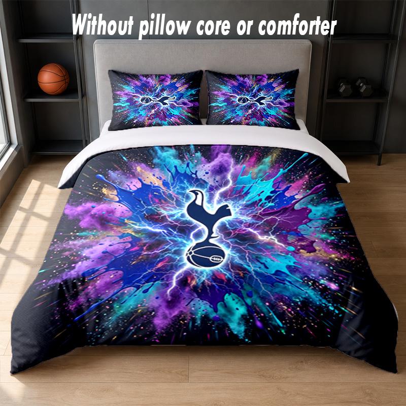Tottenham Hotspur Design Bett Bettwäsche Set 1 Bettbezug + 2 Kissenbezüge Weich Atmungsaktiv Haushalt Bettwäsche