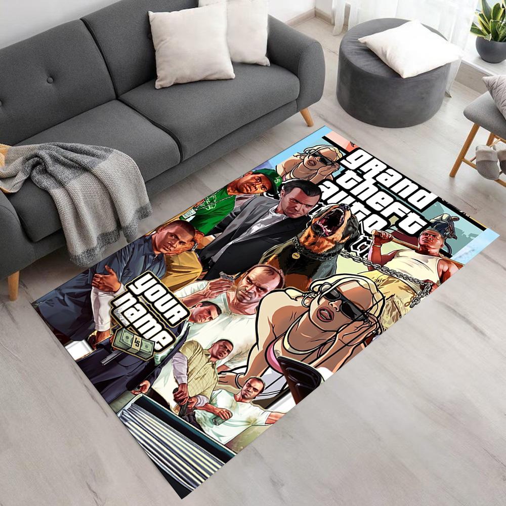 Grand Theft Auto Customize Your Name Area Rug Suitable for Decorate room Game Room Foyer Hallway Antislip Carpet Office home decor Spiritual Gift