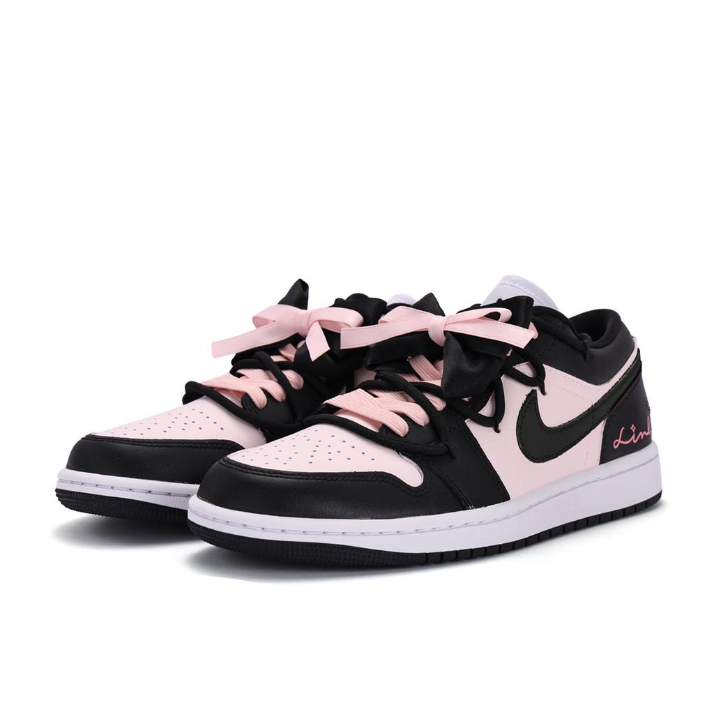Jordan Air Jordan 1 Dämpfung Rutschfest Abriebfest Niedrig geschnitten Vintage Basketballschuhe Damen Schwarz Rosa DC0774-101(Team59-)