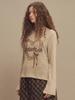 SETSETSET Moon Heart Ruffle Knit Top Beige