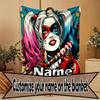 Custom Name Personalized Harley Quinn Joker Print Blanket, Home Decor, Bedroom, Sofa, Camping, Couch, Gifts for Birthday Christmas