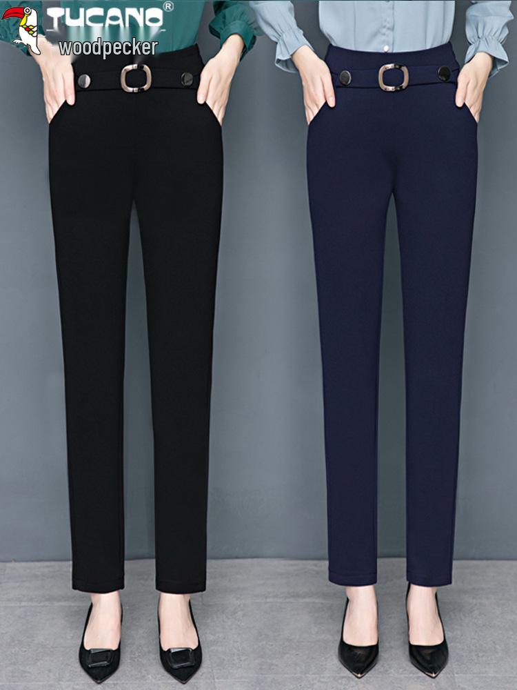 Woodpecker Autumn Women's High Waist Straight-Leg Draped Suit Pants
