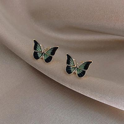 Boucles d'oreilles coréennes mignonnes papillon scintillantes en pierre de Zircon Rose, bijoux à la mode pour femmes