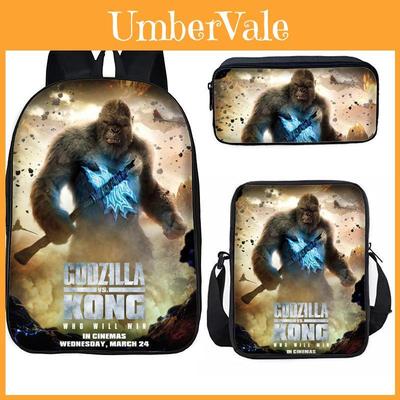 Godzilla Vs Kong Kids Backpack Set With Breathable Oxford Fabric For School Use