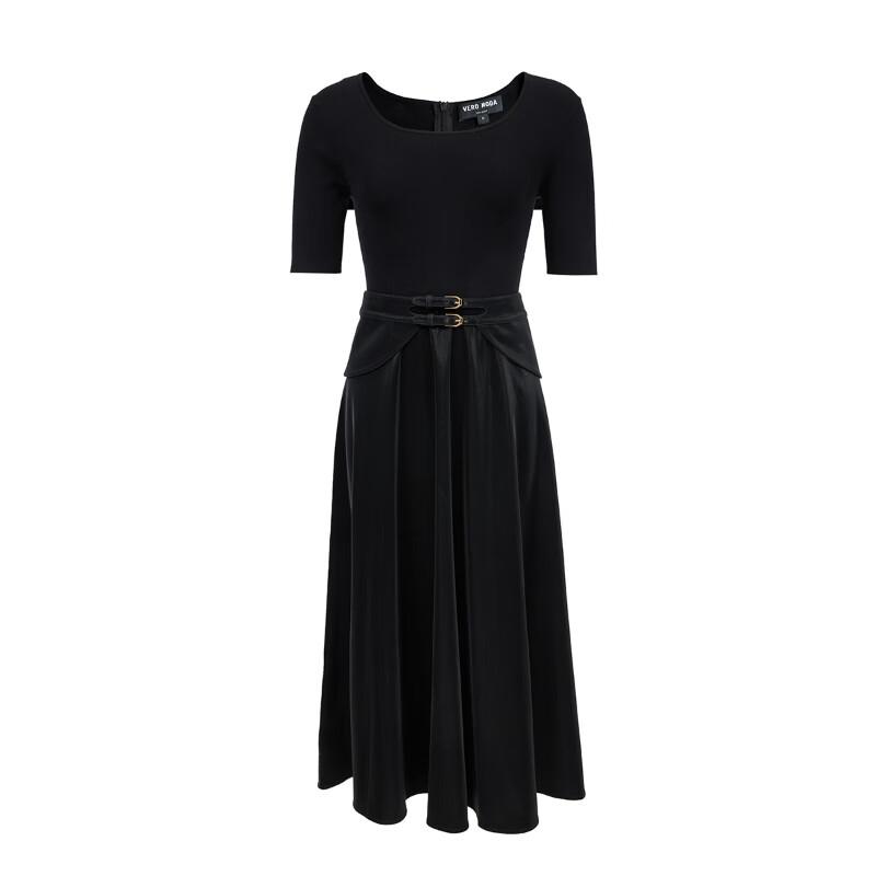 VEROMODA 2025 Fall A-Line Midi Dress with Detachable Waist Belt & Five-Quarter Sleeves