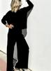 Spring 2025 Elegant Knit Wide-Leg Pants & Sweater Set - Casual Two-Piece Ensemble