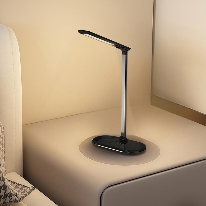 Table Reading Lamp Wireless Charging Stand Desk Lamp Folding Adjustable Lighting USB Rechargeable Phone Charger Reading Light