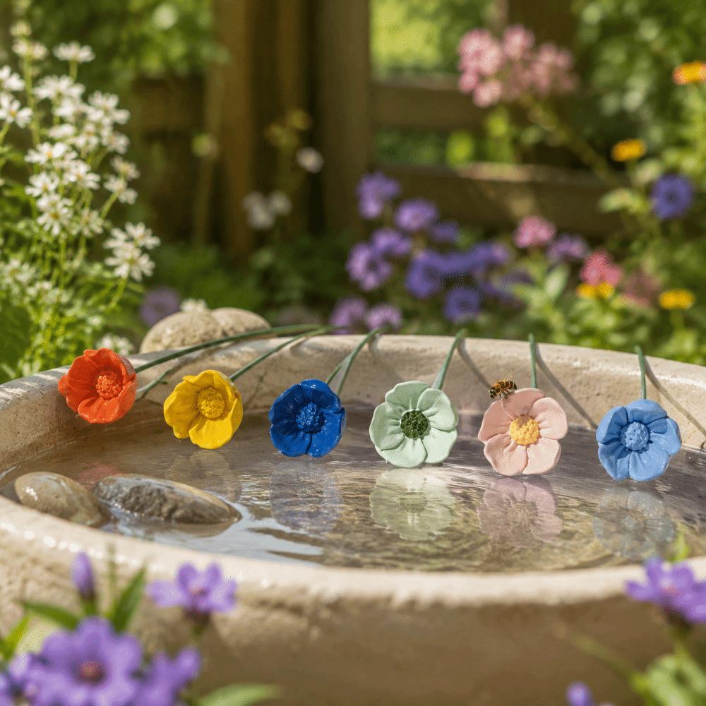 Colorful Insect Drinking Cup Flower Shape Garden Decoration Bee Watering Station Household
