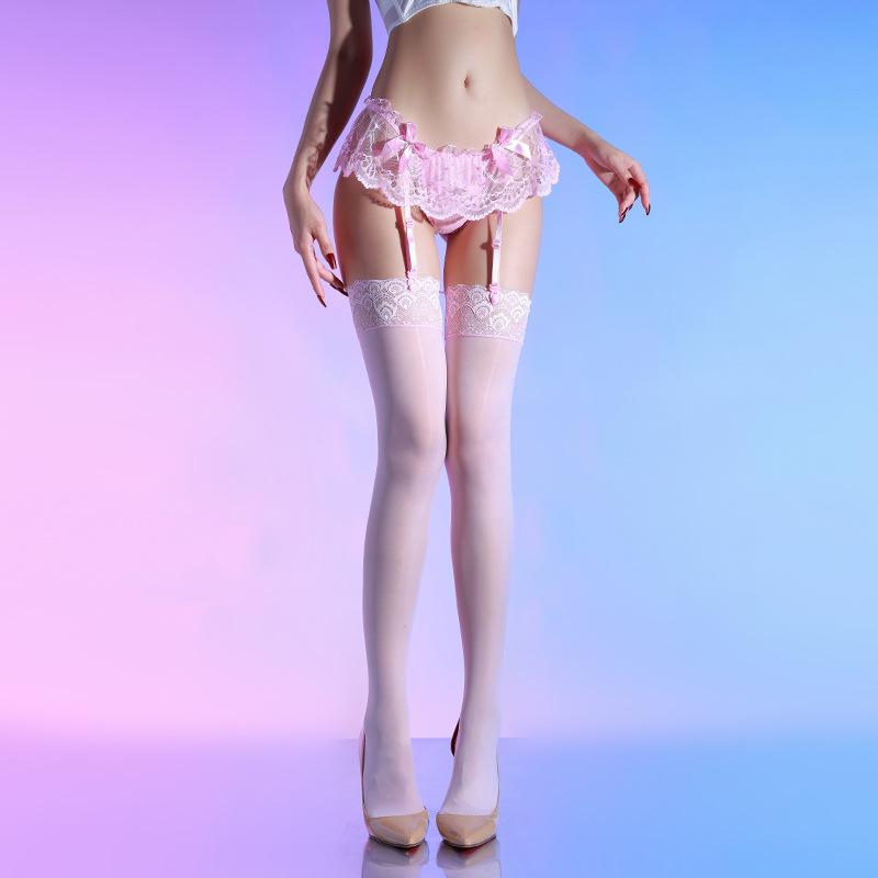 Low Waist Sexy Lace Women'S Panties With Garters Sheer Exotic Lingerie And Allure Oil Shiny Glossy Stocking One-Peices Pantyhose