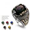 Vintage Style Engraved Multi-Faceted Gemstone Men's Ring The Colorful Metal Ring with Engraved Patterns Shines Brilliantly As It Rotates