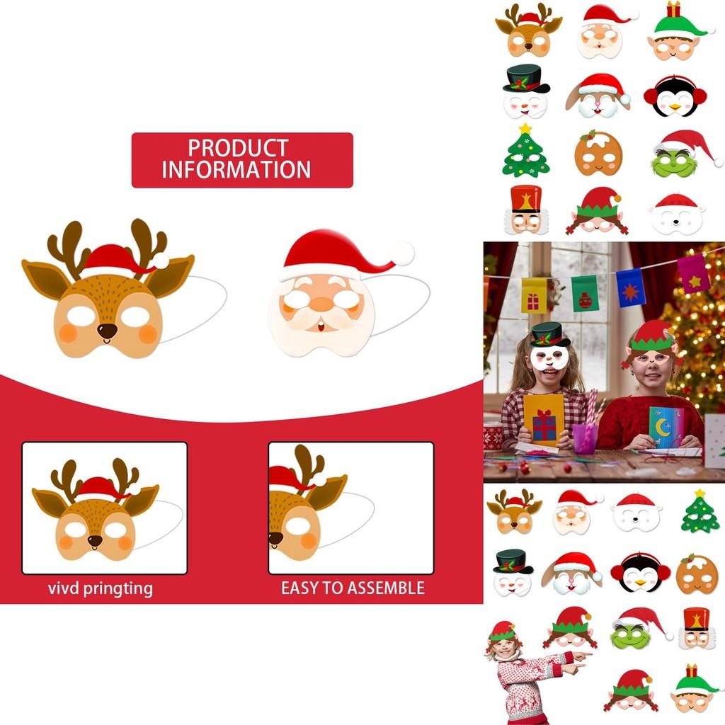 Snowman Reindeer Paper Masks Set With Festive Design For Christmas Events