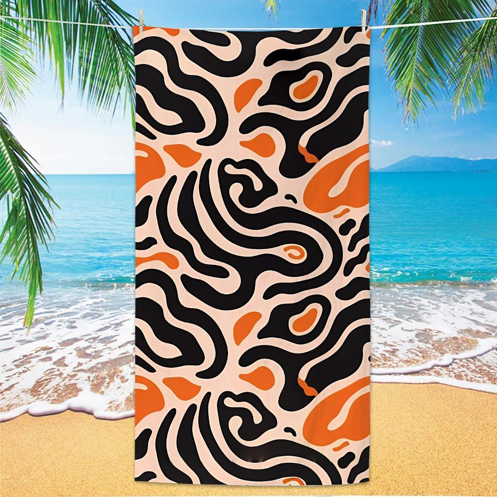 Abstract Geometric Pattern Polyester Beach Towel Bauhaus Style Quick Dry Sand Free Bath Towel for Summer Pool Travel Vacation