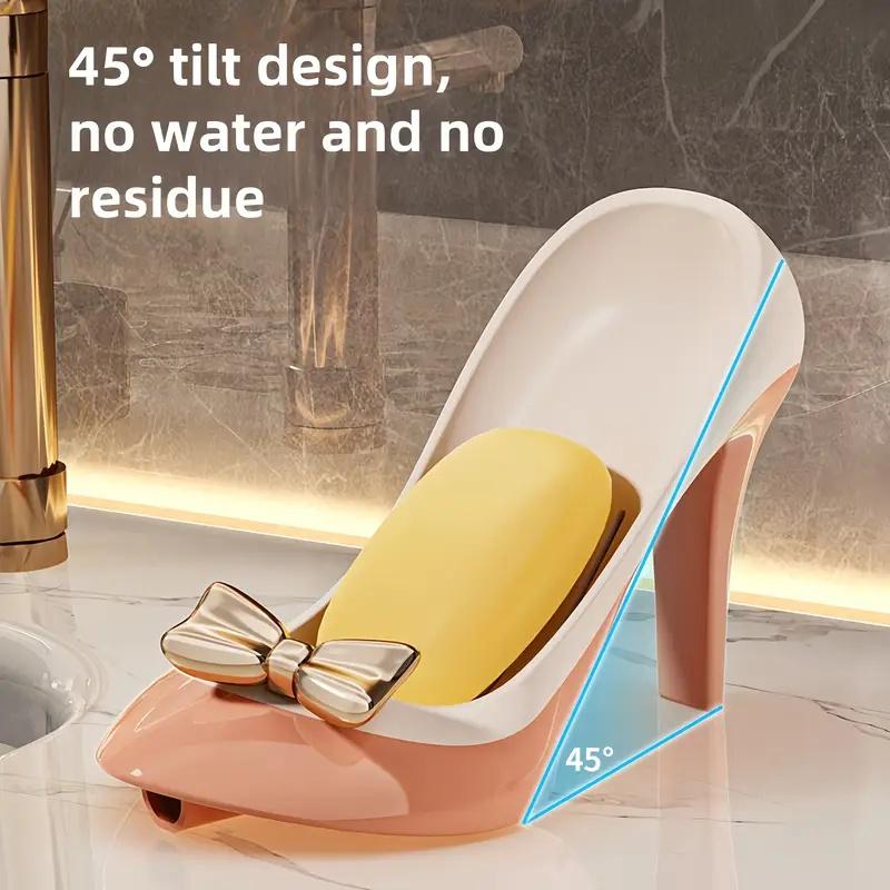 1pc Creative High Heel Shoe Design Soap Dish with Suction Cup Universal Fit for Bathroom Countertop Ideal for Dorms and Home