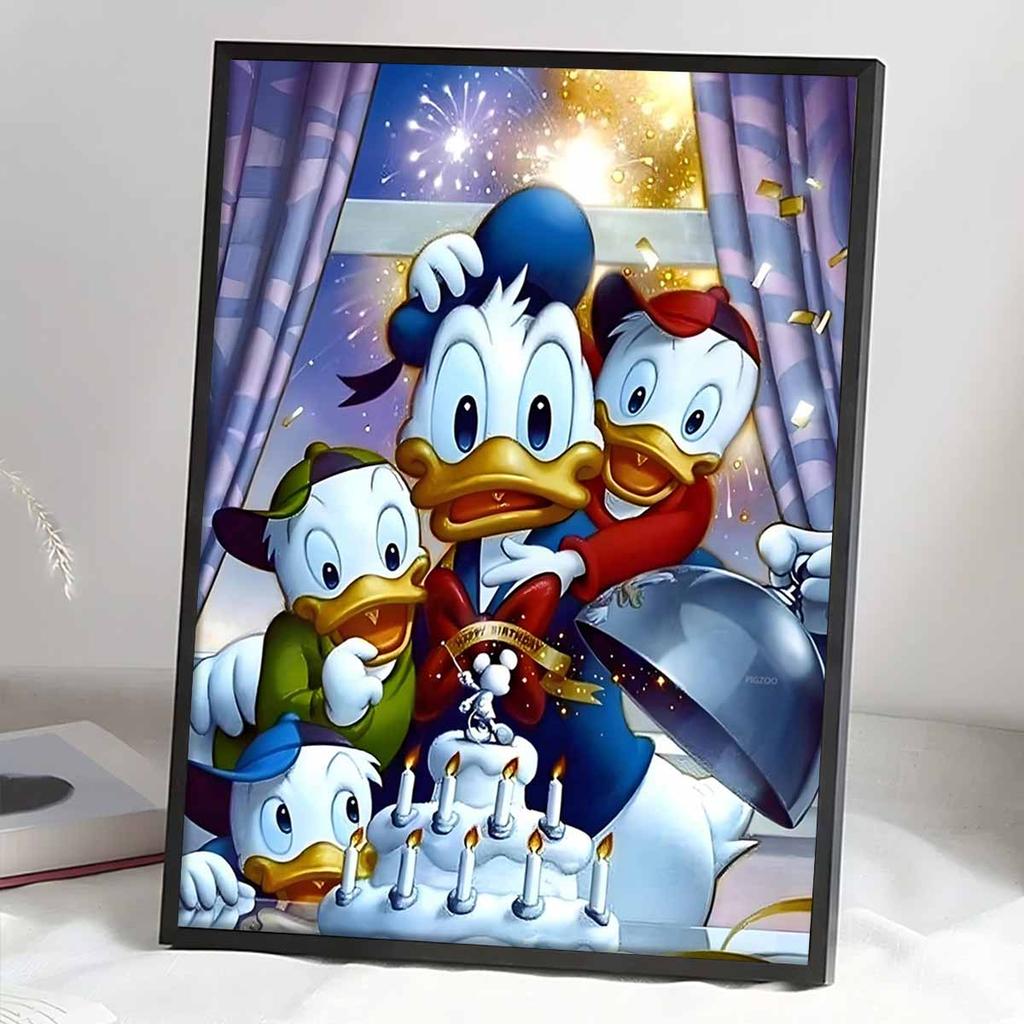 5D DIY Diamond Art Painting Kits for Adults, Donald Duck and His Friends Full Round Crystal Diamond Kits for Beginner for Home Wall Decorate
