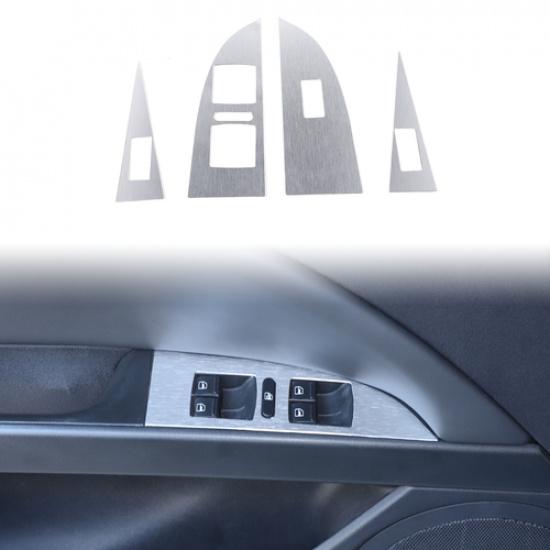 Silver Alloy Car Window Glass Lift Frame Trim Cover For Seat Leon MK2 2008-12