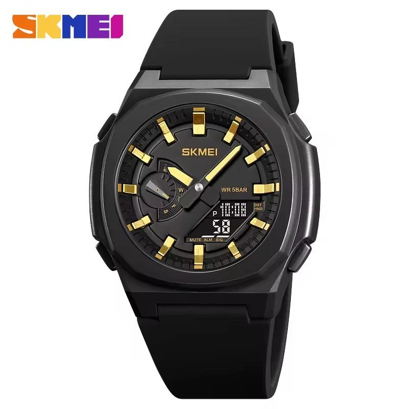 SKMEI 2091 Fashion Classic Men Silicone Strap Wristwatches Dual Time Led Analog Waterproof Digital Sports Luminous Hands Watches